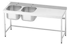 GG Nerezový stůl s dvojdřezem vlevo 1800x600x850mm, dřez 500x400x300mm
