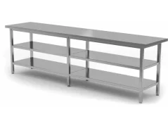 GG Nerezový prostorový stůl s 2 policemi 2000x600x850mm