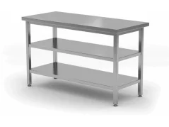 GG Nerezový prostorový stůl s 2 policemi 600x700x850mm