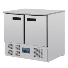Polar dvoudveřový chladicí stůl s mramorovou pracovní deskou 240l