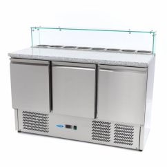 Maxima Pizza stůl, 137 cm - 400l, skleněný kryt