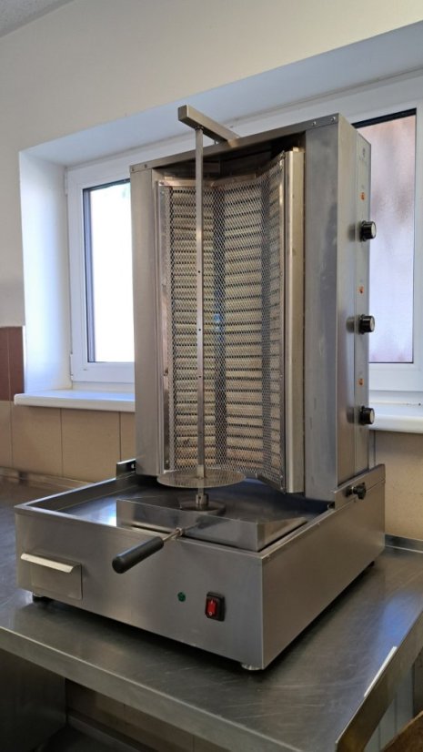 Elektrický gril na gyros a kebab - 3 hořáky