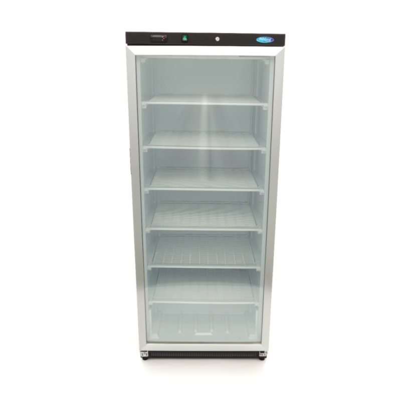 Mrazící skříň s skleněnými dveřmi 600 l – černá, statické chlazení