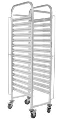 Nerez zavážecí vozík na pekárenské plechy-tácy 15x GN 600x400