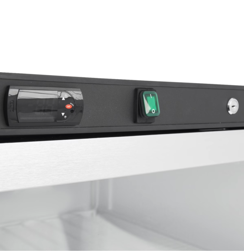 Mrazící skříň s skleněnými dveřmi 600 l – černá, statické chlazení