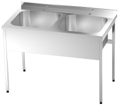 GG Nerezový mycí stůl s dvoudřezem 1200x700x850mm - lisovaný