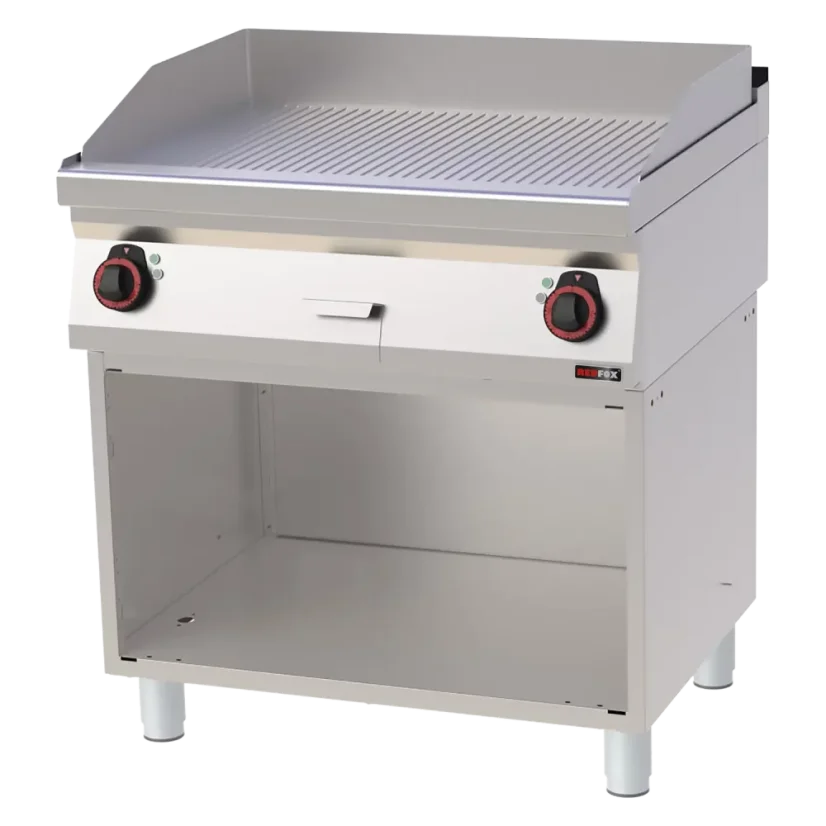 Grilovací deska 80x51 elektrická chromovaná rýhovaná s podestavbou 400 V | REDFOX - FTRC 70/80 E