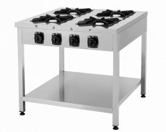 Volně stojící plynový sporák, 4 hořáky, 28 kW, 900