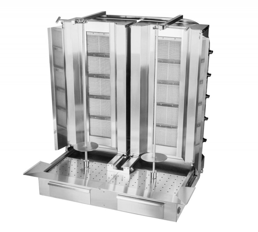 Gril na gyros a kebab, dvojitý plynový, 5+5 hořáků, kapacita 160 kg KLG225-T