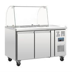 Polar chlazený salátový pult GN s ochranným krytem a dvěma dveřmi