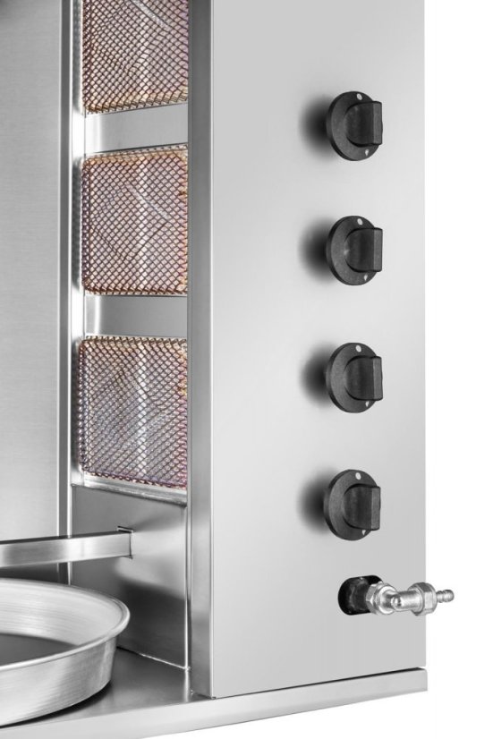 Gril na gyros a kebab, plynový, 4 hořáky, kapacita 60 kg