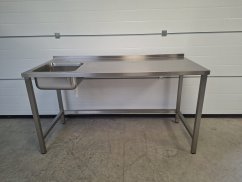 Nerezový stůl 1650×700×900mm, dřez vlevo 400×400×200mm
