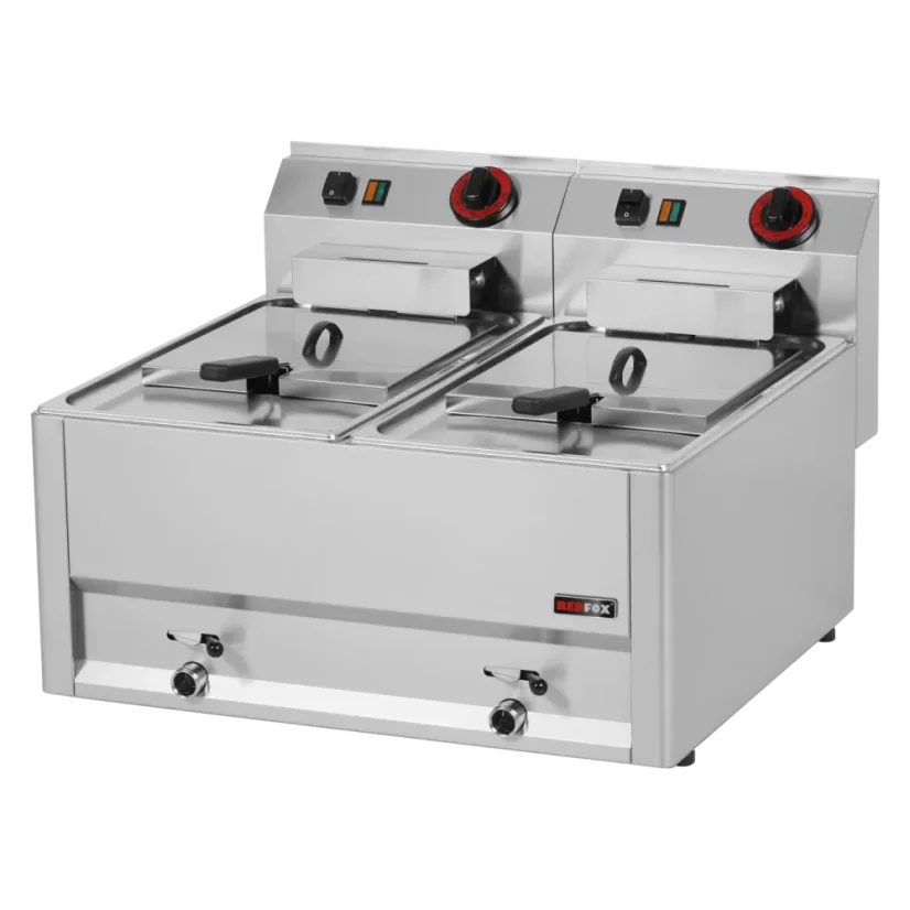 Fritéza elektrická dvojitá 0,75 kW/l, 8+8 l bez podestavby 400 V | REDFOX - FE 60 ELT