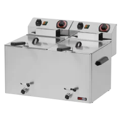 Fritéza elektrická dvojitá 0,38 kW/l, 8+8 l stolní s výpustí 230 V | REDFOX - FE 77 V