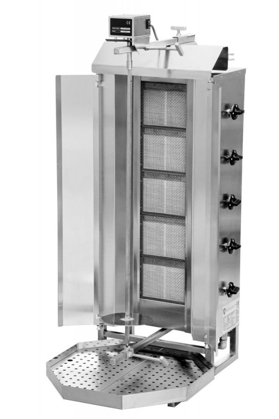 Gril na gyros a kebab, plynový, 5 hořáků, kapacita 80kg KLG222