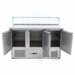 Maxima Pizza stůl, 137 cm - 400l, skleněný kryt