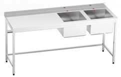 GG Nerezový stůl s dvojdřezem vpravo 2000x700x850mm, dřez 500x500x300mm