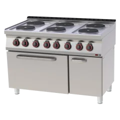 Sporák elektrický se statickou elektrickou troubou GN 2/1 - 6x plotýnka 400 V | REDFOX - SPT 70/120-21 E