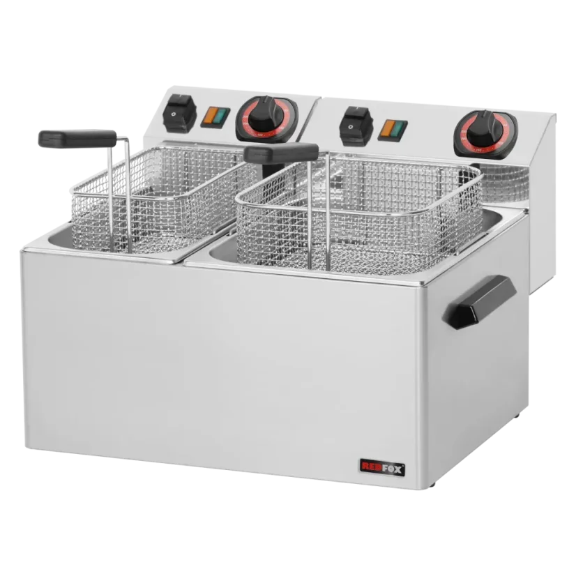 Fritéza elektrická 0,42 + 0,38 kW/l, 8 + 5 l stolní 230 V | REDFOX - FE 74 Fritéza elektrická 0,42 + 0,38 kW/l, 8 + 5 l stolní 230 V | REDFOX - FE 74