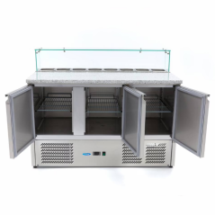 Maxima Pizza stůl, 137 cm - 400l, skleněný kryt