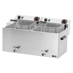 Fritéza elektrická dvojitá 0,74 kW/l, 11+11 l stolní s výpustí 400 V | REDFOX - FE 1010 T