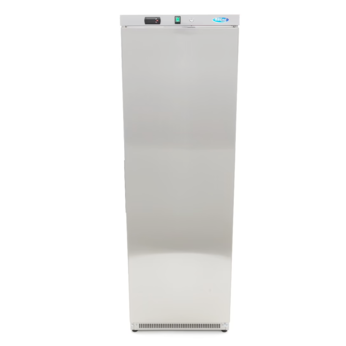 Maxima Mrazící skříň 400l, 6 pevných polic, nerez