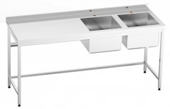 GG Nerezový stůl s dvojdřezem vpravo 1600x600x850mm, dřez 400x400x300mm