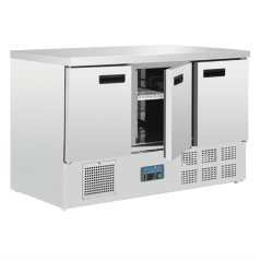 Polar třídveřový chladicí stůl s mramorovou pracovní deskou 368l