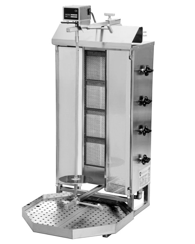 Gril na gyros a kebab, plynový, 4 hořáky, kapacita 60kg KLG221