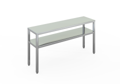 Nerezová stolová nástavba dvoupatrová, svařovaná, 160×30×60 cm
