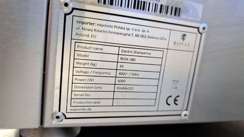 Elektrický gril na gyros a kebab - 3 hořáky