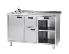 Nerezový stůl pod kávovar s umyvadlem 150×70×100 cm