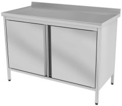 Nerezový stůl se skříňkou 140×60×85 cm