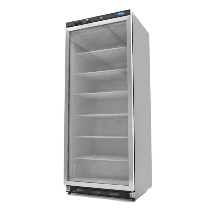 Mrazící skříň s skleněnými dveřmi 600 l – černá, statické chlazení