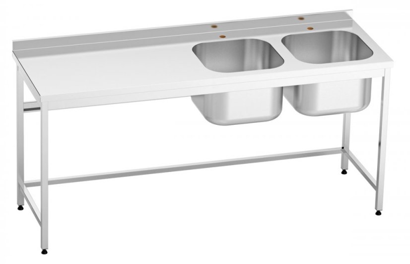 Nerezový stůl s dvojdřezem vpravo 1400x700x850mm, dřez 400x500x300mm