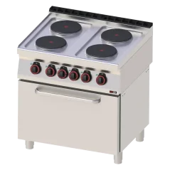 Sporák elektrický se statickou elektrickou troubou GN 2/1 - 4x plotýnka 400 V | REDFOX - SPT 70/80 21 E