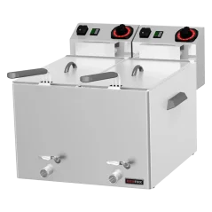 Fritéza na ryby elektrická dvojitá 0,43 kW/l, 8+8 l stolní s výpustí 230 V | REDFOX - FE 88 V