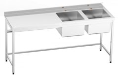 GG Nerezový stůl s dvojdřezem vpravo 1800x700x850mm, dřez 500x500x300mm