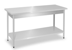 GG Nerezový prostorový stůl s policí 1100x600x850mm