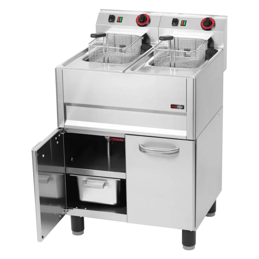 Fritéza elektrická dvojitá 0,77 kW/l, 13+13 l s podestavbou 400 V | REDFOX - FE 61/13 ELT