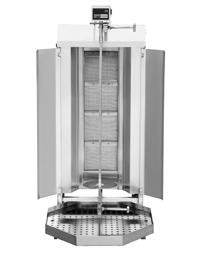 Gril na gyros a kebab, plynový, 4 hořáky, kapacita 60kg KLG221