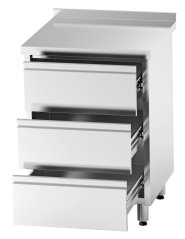 Nerezový stůl s 3 šuplíky 60×70×85 cm