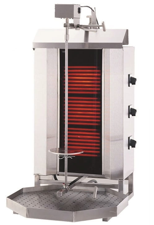 Gril na gyros a kebab, elektrický, 3 hořáky, kapacita 40 kg KLG230
