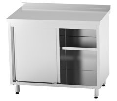 Nerezový stůl se skříňkou, posuvné dveře 120×60×85 cm